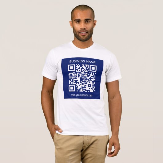 Bearbeitbarer (sofort generierter) QR-Code | Navy  T-Shirt (Vorne ganz)