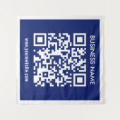 Bearbeitbarer (sofort generierter) QR-Code | Navy Wandteppich (Vorderseite (Horizontal))