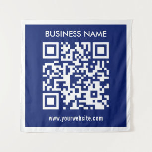 Bearbeitbarer (sofort generierter) QR-Code   Navy  Wandteppich
