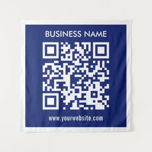 Bearbeitbarer (sofort generierter) QR-Code | Navy Wandteppich (Vorderseite)