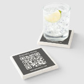 Bearbeitbarer (sofort generierter) QR-Code | Schwa Steinuntersetzer (Seitenansicht)