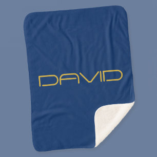 Bearbeitbarer stilvoller Text   Gold & Navy Blau Sherpadecke