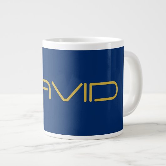 Bearbeitbarer stylischer Text | Gold und Navy Blue Jumbo-Tasse (Vorderseite Rechts)