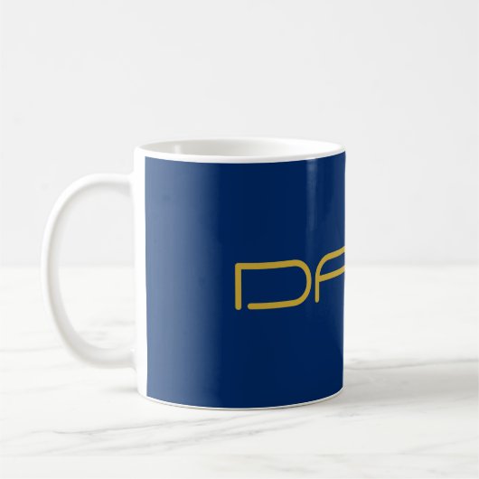 Bearbeitbarer stylischer Text | Gold und Navy Blue Kaffeetasse (Links)