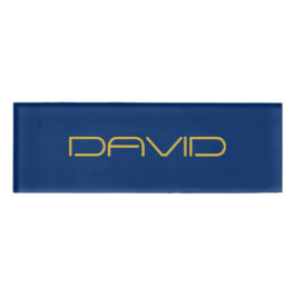 Bearbeitbarer stylischer Text | Gold und Navy Blue Namenschild