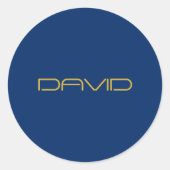 Bearbeitbarer stylischer Text | Gold und Navy Blue Runder Aufkleber (Vorderseite)