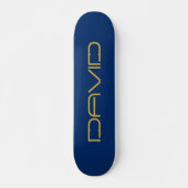 Bearbeitbarer stylischer Text | Gold und Navy Blue Skateboard (Vorne)