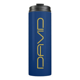 Bearbeitbarer stylischer Text | Gold und Navy Blue Thermosbecher