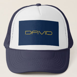 Bearbeitbarer stylischer Text   Gold und Navy Blue Truckerkappe