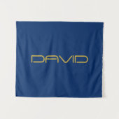 Bearbeitbarer stylischer Text | Gold und Navy Blue Wandteppich (Vorderseite (Horizontal))