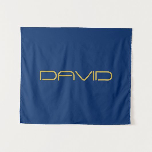 Bearbeitbarer stylischer Text | Gold und Navy Blue Wandteppich (Vorderseite (Horizontal))