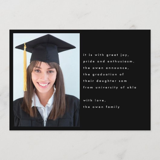 bearbeitbarer Tempel stilvolle Uni Foto Abschluss Ankündigung (Rückseite)