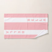 Bearbeitbarer Text auf hellrosa und weiß gestriche Badhandtuch Set (Handtuch)