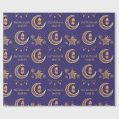 Bearbeitbarer Text Eid Al-Fitr Mubarak Dark Blue Geschenkpapier (Flach)