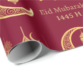 Bearbeitbarer Text Eid Al-Fitr Mubarak Dark Blue Geschenkpapier (Rolleneckpunkt)