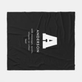 Bearbeitbarer Text für Monogramm | Schwarz und Wei Fleecedecke (Vorderseite (Horizontal))