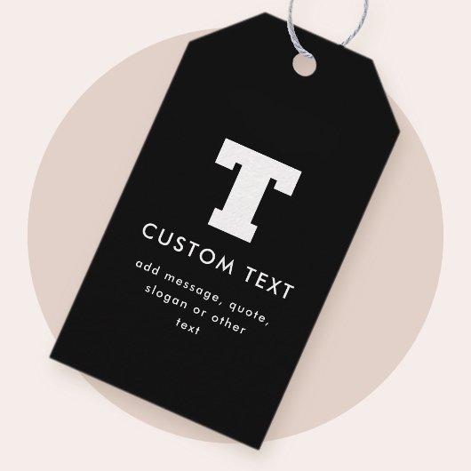 Bearbeitbarer Text für Monogramm | Schwarz und Wei Geschenkanhänger