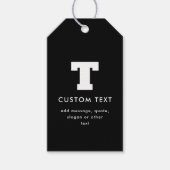 Bearbeitbarer Text für Monogramm | Schwarz und Wei Geschenkanhänger (Vorderseite)