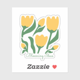 Bearbeitbarer Text Gelbe Tulpe Minimalistisches Äs Aufkleber