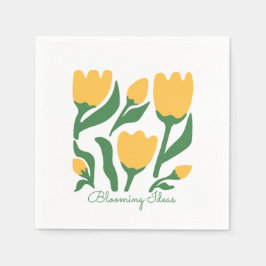 Bearbeitbarer Text Gelbe Tulpe Minimalistisches Äs Serviette