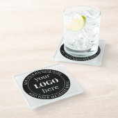 Bearbeitbarer Text und Ihr Logo oder anderes Desig Glasuntersetzer (Schrägansicht)