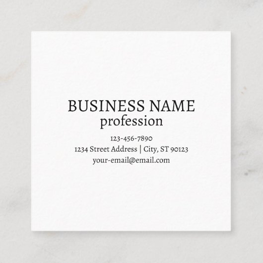 Bearbeitbarer Text und Ihr Logo oder anderes Desig Quadratische Visitenkarte (Rückseite)