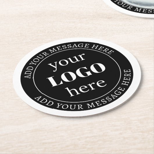 Bearbeitbarer Text und Ihr Logo oder anderes Desig Runder Pappuntersetzer (Angewinkelt)