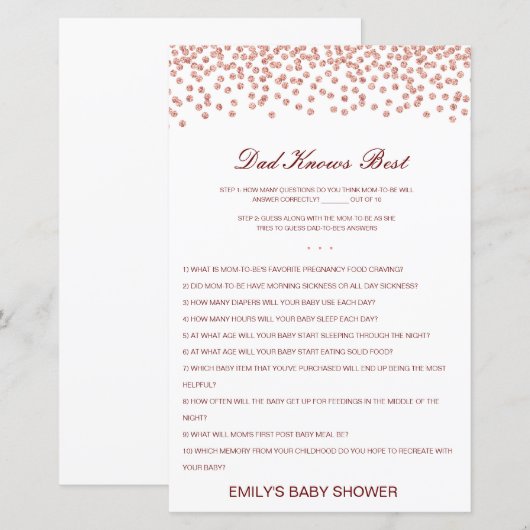 Bearbeitbarer Vater kennt das beste Baby-Duschspie (Vorne/Hinten)