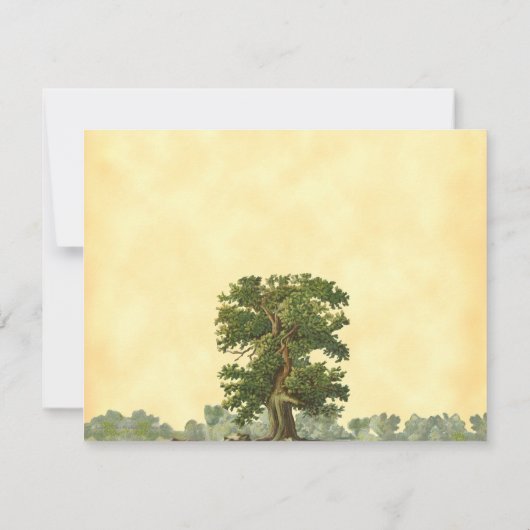 Bearbeitbarer Vintager Eichenbaum Mitteilungskarte (Rückseite)