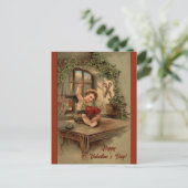 Bearbeitbarer Vintager Valentinstag mit Hearts Postkarte (Stehend Vorderseite)