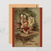 Bearbeitbarer Vintager Valentinstag mit Hearts Postkarte (Vorne/Hinten)