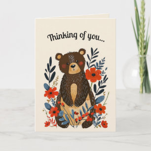 Bearbeitbarer Volkskunstbär und Blumen Karte