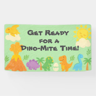 Bearbeitbarer Wachsmalstift-Stil – Dino Geburtstag Banner