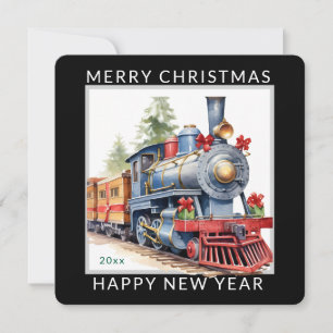 Bearbeitbarer Weihnachts-Feiertags-Zug Feiertagskarte