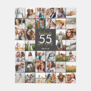 bearbeitbares altersschick Geburtstag Multi-Foto-S Fleecedecke