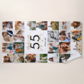 bearbeitbares altersschick Geburtstag Multi-Foto-S Strandtuch (Vorderseite)