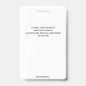 Bearbeitbares Berufliches Mitarbeiter-ID-Abzeichen Ausweis (Rückseite)