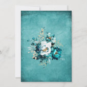 Bearbeitbares Brautparty Aquamarin und Gold Einladung (Rückseite)