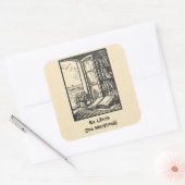 Bearbeitbares Buch durch ein Buchzeichen "Window E Quadratischer Aufkleber (Umschlag)