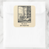 Bearbeitbares Buch durch ein Buchzeichen "Window E Quadratischer Aufkleber (Tasche)