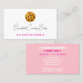 Bearbeitbares Cookie-Logo | Weiße rosa Bäckerei Visitenkarte