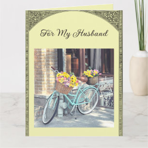Bearbeitbares Fahrrad und Blumen Karte