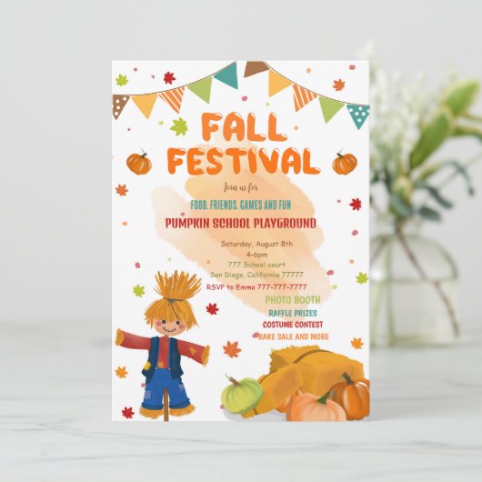 Bearbeitbares Fall-Party Einladung (Stehend Vorderseite)