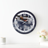 bearbeitbares Flugzeug Große Wanduhr (Zuhause)