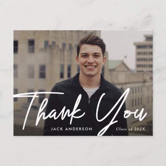 bearbeitbares Foto danke Abschluss Postkarte (Vorderseite)