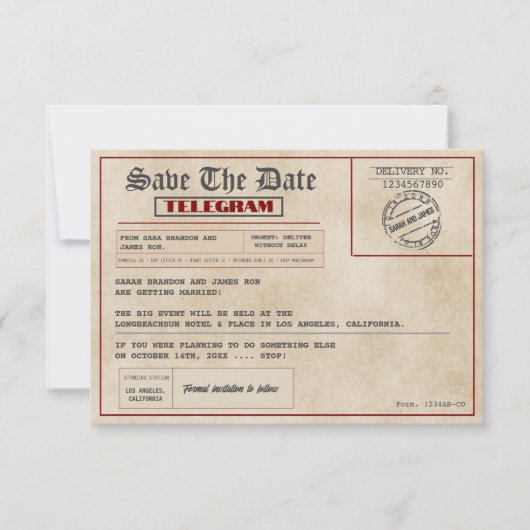 Bearbeitbares Foto Rustikale Hochzeit im alten Sti Save The Date (Vorderseite)