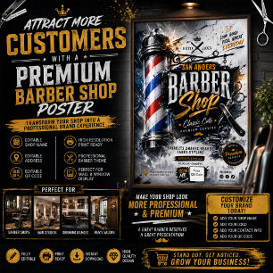 Bearbeitbares Friseurposter   Friseur-Wandschild Poster