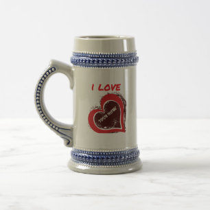 Bearbeitbares Grunge-Herz-Liebesdesign – Fügen Sie Bierglas