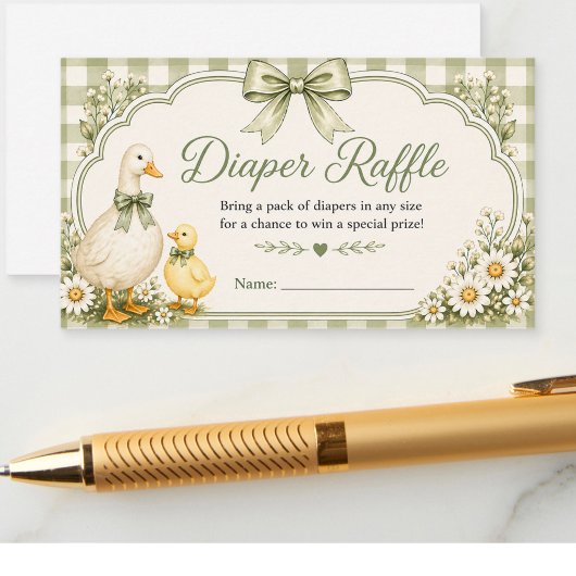 Bearbeitbares Hellgrünes Florales Windel-Raffle Begleitkarte