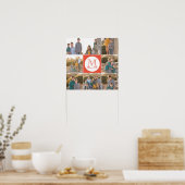 Bearbeitbares Hintergrundfarbenrundes Monogramm-Fo Poster (Küche)